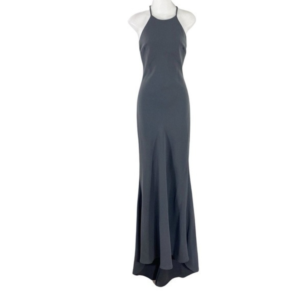 Calvin Klein gray halter sheath maxi gown dress 2 DD30